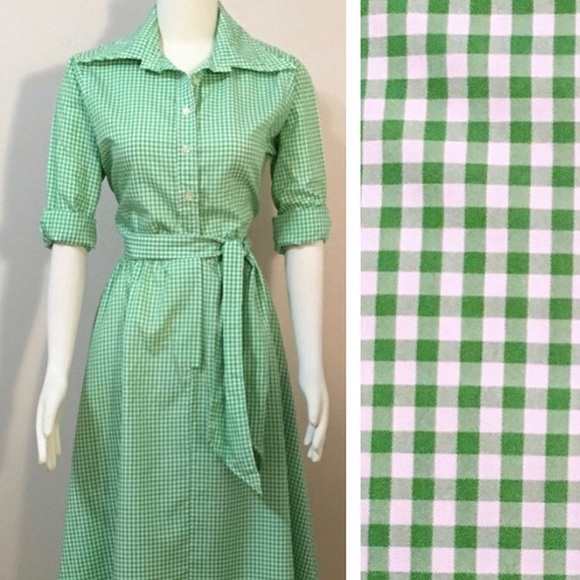 green gingham dress